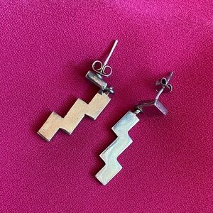 Vintage Zigzag silver 925 Mexico pendant earrings - 0021F6